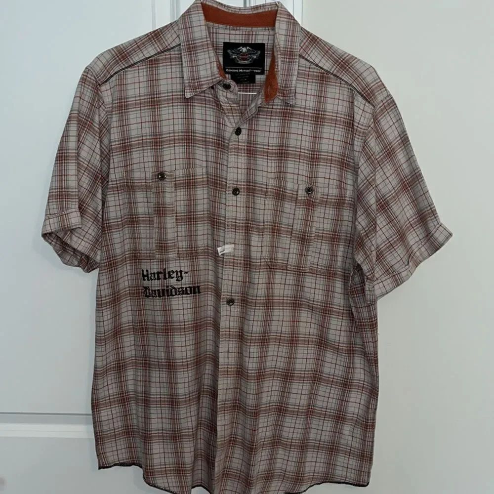 Cotton metal stud button 2-pocket HD Harley-Davidson Work Garage SS shirt L